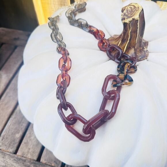 Banana Republic Multi-Tone Lucite Chain-Link Statement Necklace - Picture 7 of 9